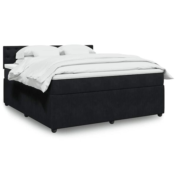 vidaXL Κρεβάτι Boxspring με Στρώμα Μαύρο 180x200 εκ. Βελούδινο