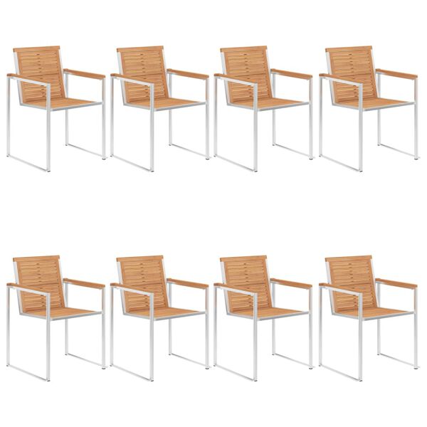 vidaXL Καρέκλες Κήπου 8 τεμάχια από Μασίφ Ξύλο Teak με Μαξιλάρια