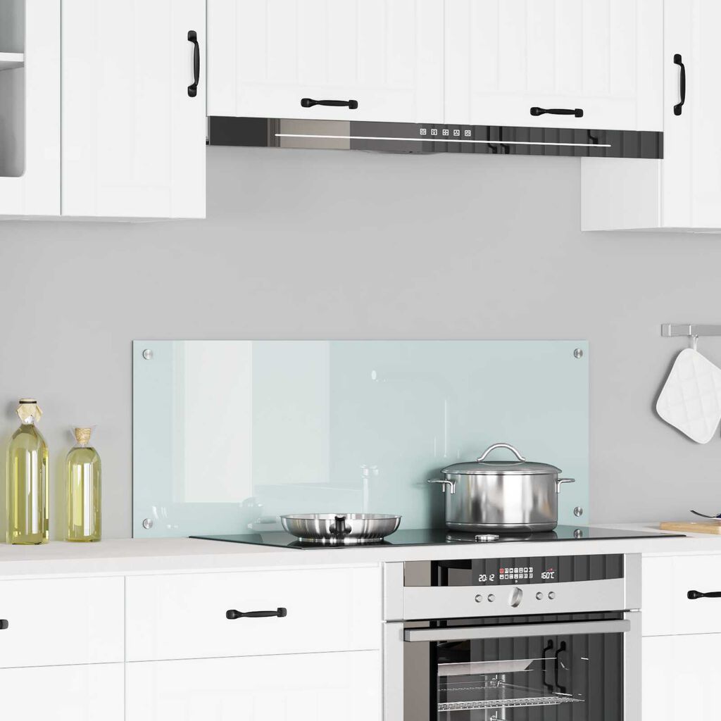 vidaXL Πίσω τοίχος Κουζίνας Λευκό 110x40x0,6 εκ Γυαλί Κατεργασμένο