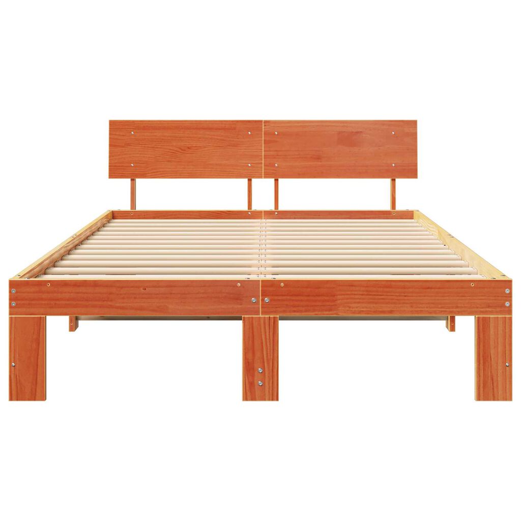 vidaXL Σκελετός Κρεβατιού Καφέ 140 x 190 cm Μασίφ ξύλο πεύκου
