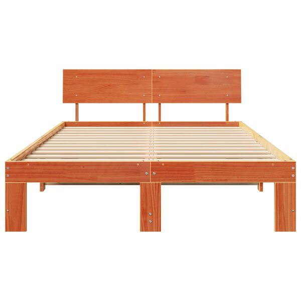 vidaXL Σκελετός Κρεβατιού Καφέ 140 x 190 cm Μασίφ ξύλο πεύκου