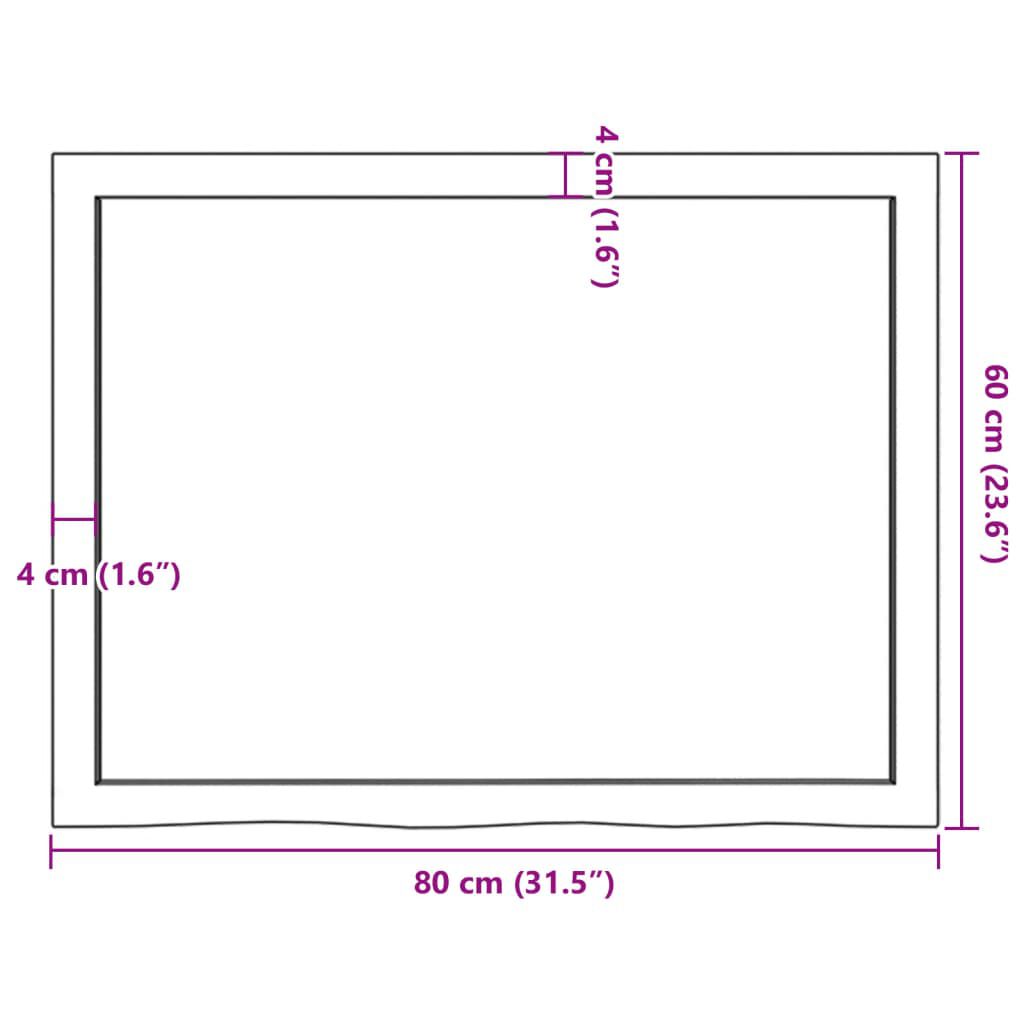 vidaXL Ράφι Τοίχου Ανοιχτό Καφέ 80x60x(2-4)εκ. Επεξ. Μασίφ Ξύλο Δρυός