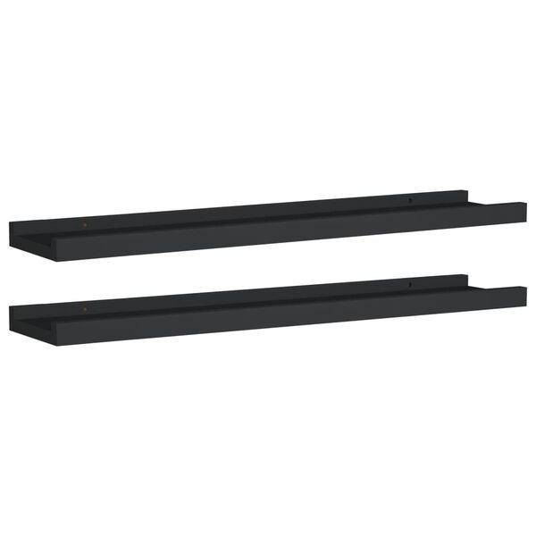 vidaXL Ράφια για Κορνίζες 2 τεμ. Μαύρα 60 x 9 x 3 εκ. από MDF