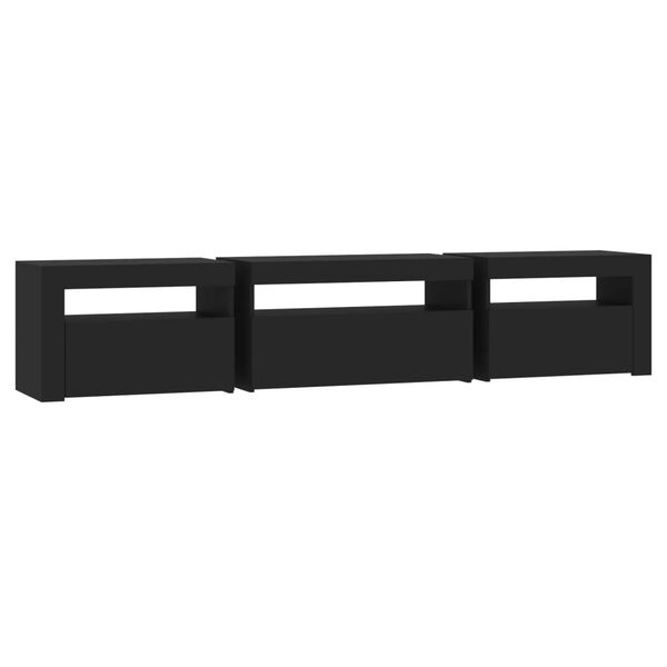 vidaXL Έπιπλο Τηλεόρασης με LED Μαύρο 195x35x40 εκ.