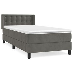 vidaXL Κρεβάτι Boxspring με Στρώμα Σκούρο Γκρι 90x200 εκ. Βελούδινο