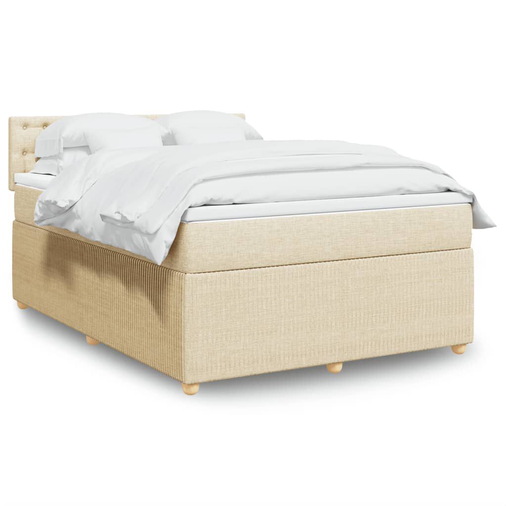 vidaXL Κρεβάτι Boxspring με Στρώμα Κρεμ 160x200 εκ. Υφασμάτινο