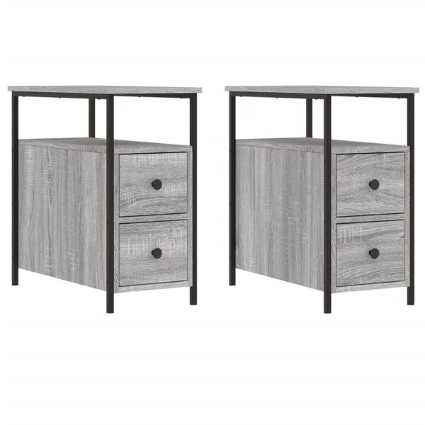 vidaXL Κομοδίνα 2 τεμ. Γκρι Sonoma 30 x 60 x 60 εκ. από Επεξεργ. Ξύλο