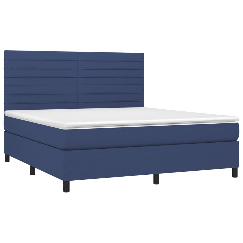 vidaXL Κρεβάτι Boxspring με Στρώμα Μπλε 160x200 εκ. Υφασμάτινο