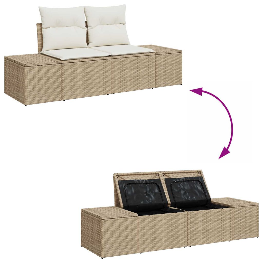 vidaXL Σετ Καναπέ Κήπου 9 pcs Μπεζ 55 x 62 x 69 εκ Πολυ ράταν