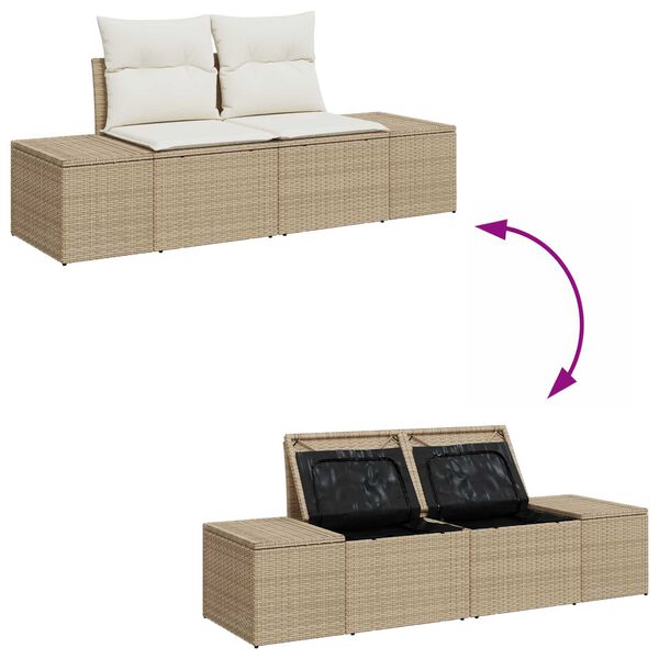 vidaXL Σετ Καναπέ Κήπου 9 pcs Μπεζ 55 x 62 x 69 εκ Πολυ ράταν
