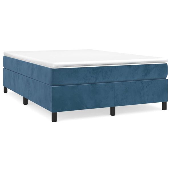 vidaXL Κρεβάτι Boxspring με Στρώμα Σκούρο Μπλε 140x200 εκ. Βελούδινο