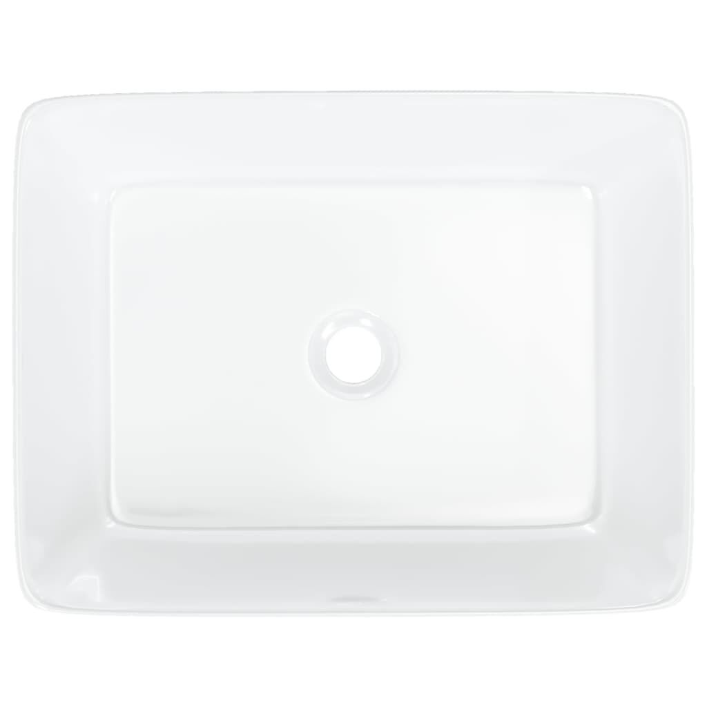 vidaXL Νιπτήρας Ορθογώνιος Λευκός 48 x 37 x 13 εκ. Κεραμικός