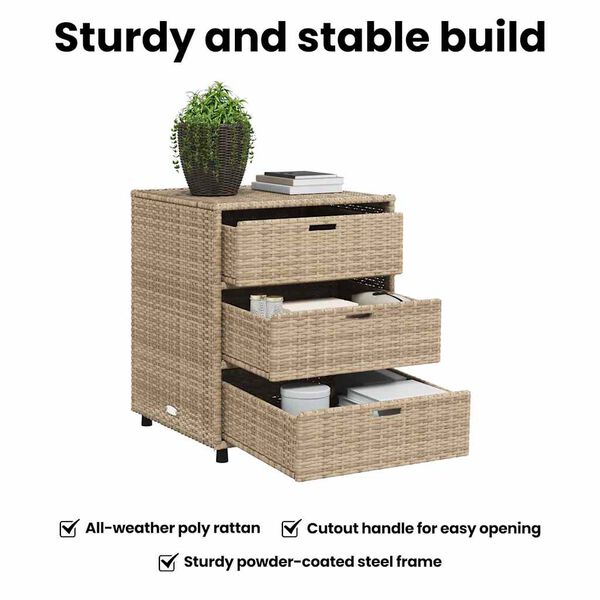 vidaXL Ντουλάπι Αποθήκευσης Κήπου Beige 55x59x69 εκ. Συνθετικό Ρατάν