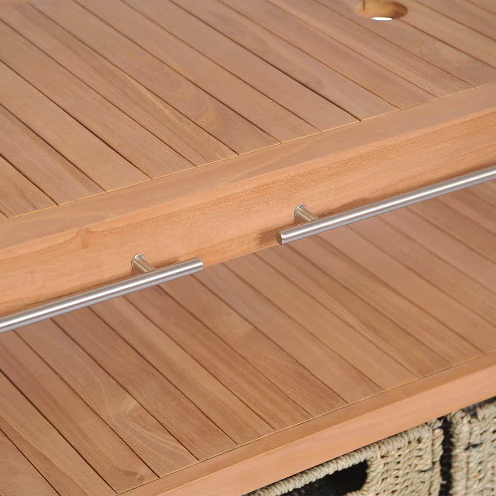 vidaXL Έπιπλο Μπάνιου 132x45x75 εκ. από Μασίφ Ξύλο Teak με 4 Καλάθια