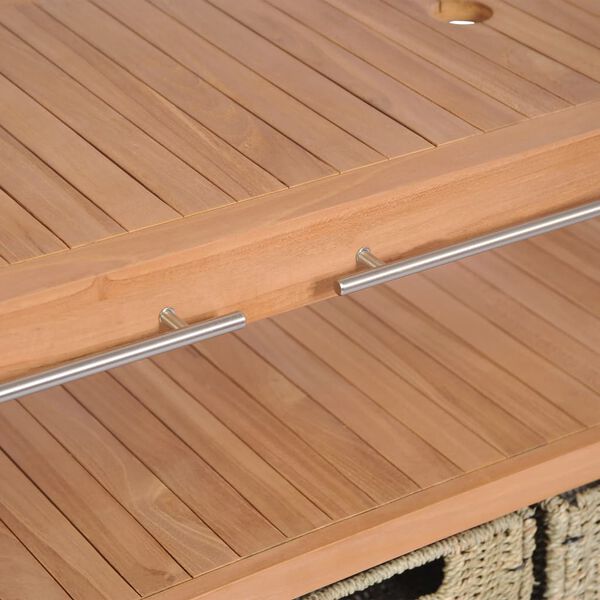 vidaXL Έπιπλο Μπάνιου 132x45x75 εκ. από Μασίφ Ξύλο Teak με 4 Καλάθια