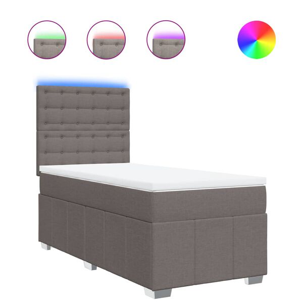 vidaXL Κρεβάτι Boxspring με Στρώμα Taupe 100 x 200 εκ. Υφασμάτινο