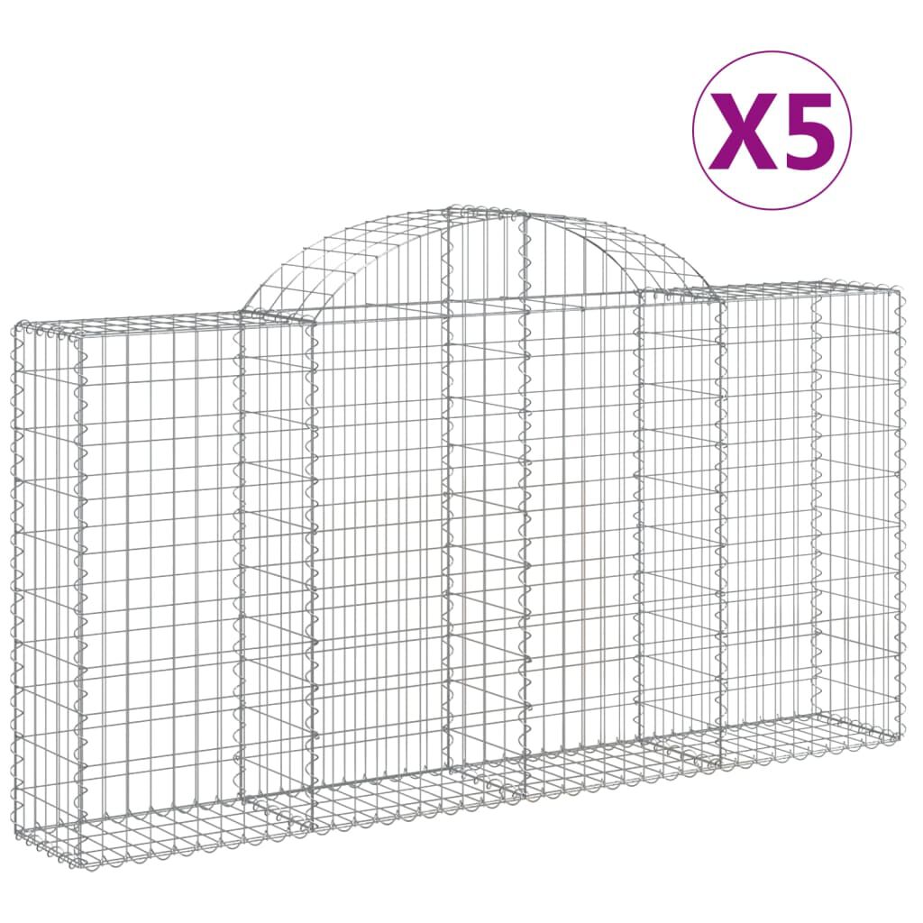 vidaXL Συρματοκιβώτια Τοξωτά 5 τεμ. 200x30x100/120 εκ. Γαλβαν. Ατσάλι