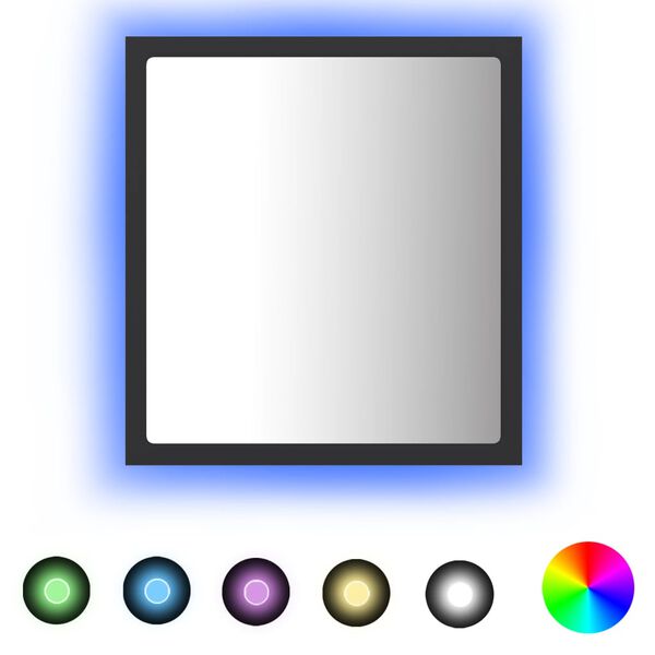vidaXL Καθρέφτης Μπάνιου με LED Γκρι 40 x 8,5 x 37 εκ. από Ακρυλικός