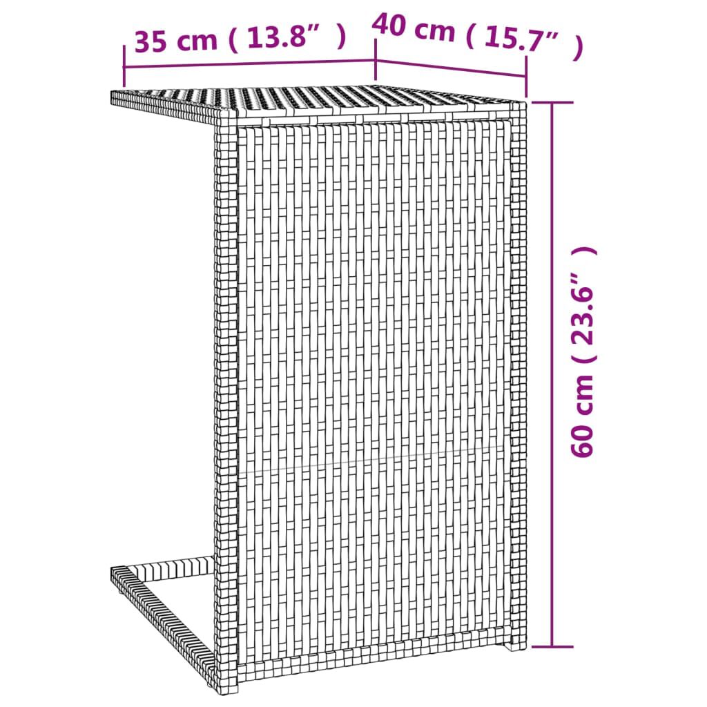 vidaXL Τραπέζι Πτυσσόμενο Γ Μαύρο 40 x 35 x 60 εκ. από Συνθετικό Ρατάν