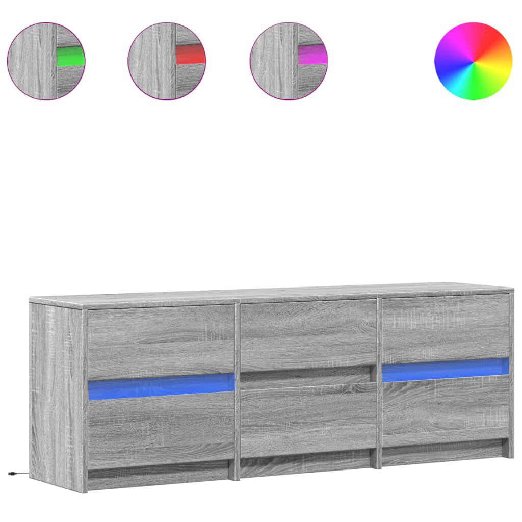 vidaXL Έπιπλο Τηλεόρασης με LED Γκρι Sonoma 140x34x50 εκ. Επεξ. Ξύλο