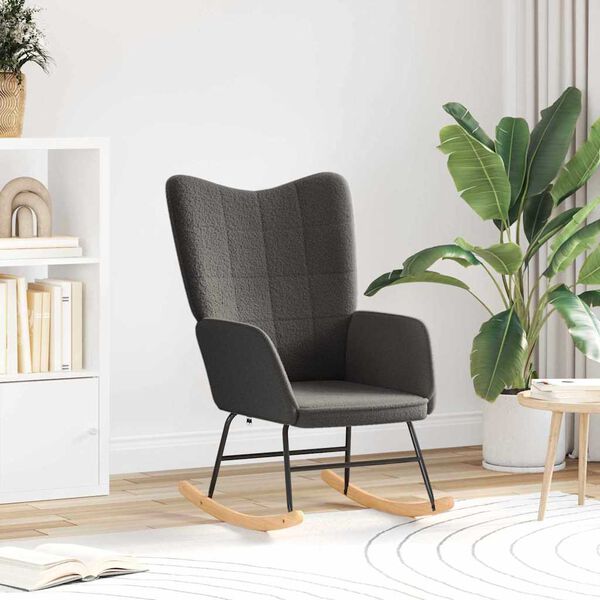 vidaXL Κουνιστή καρέκλα Σκούρο Γκρι Υφάσματος Sherpa