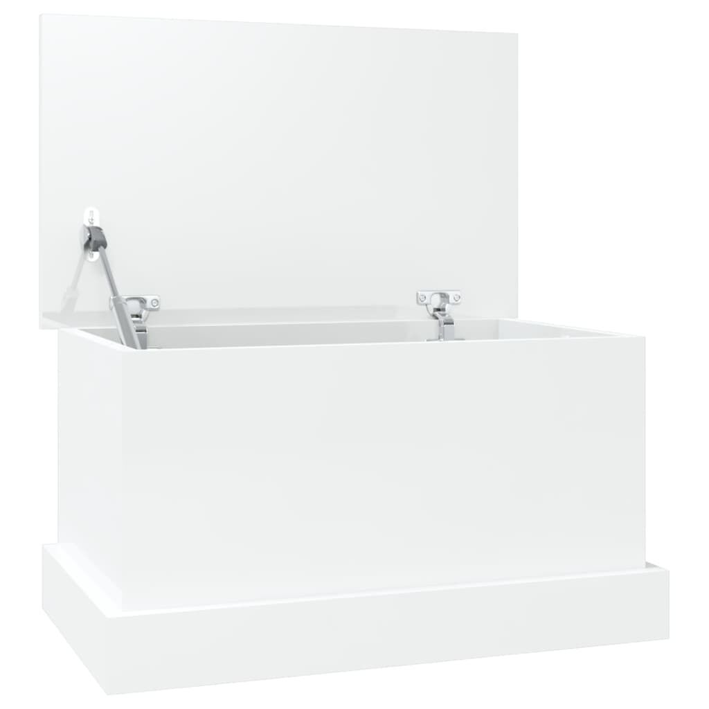 vidaXL Κουτί Αποθήκευσης Γυαλ. Λευκό 50x30x28 εκ. Επεξεργασμένο Ξύλο