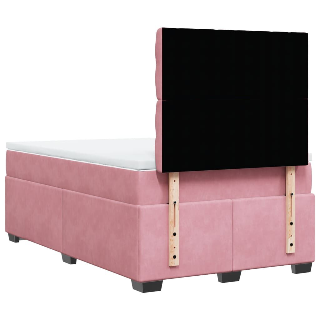 vidaXL Κρεβάτι Boxspring με Στρώμα Ροζ 120x200 εκ. Βελούδινο