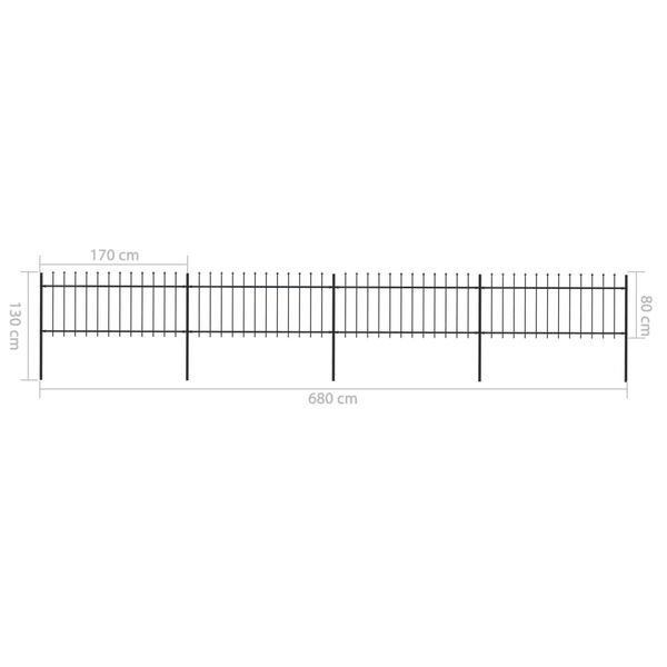 vidaXL Κάγκελα Περίφραξης με Λόγχες Μαύρα 6,8 x 0,8 μ. από Χάλυβα