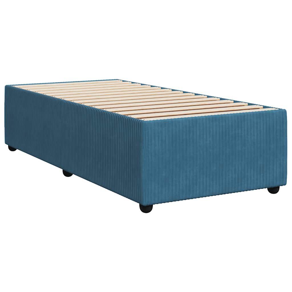 vidaXL Κρεβάτι Boxspring με Στρώμα Μπλε 80 x 200 εκ. Βελούδινο