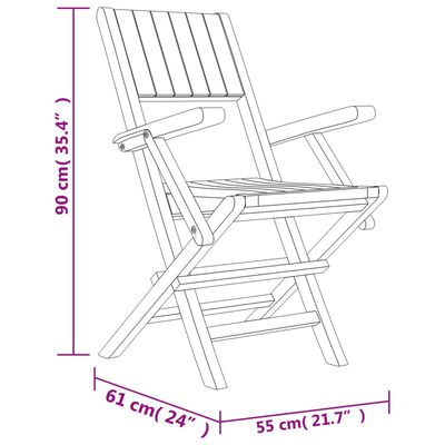 vidaXL Καρέκλες Κήπου Πτυσσόμενες 4 τεμ. 55x61x90 εκ. Μασίφ Ξύλο Teak