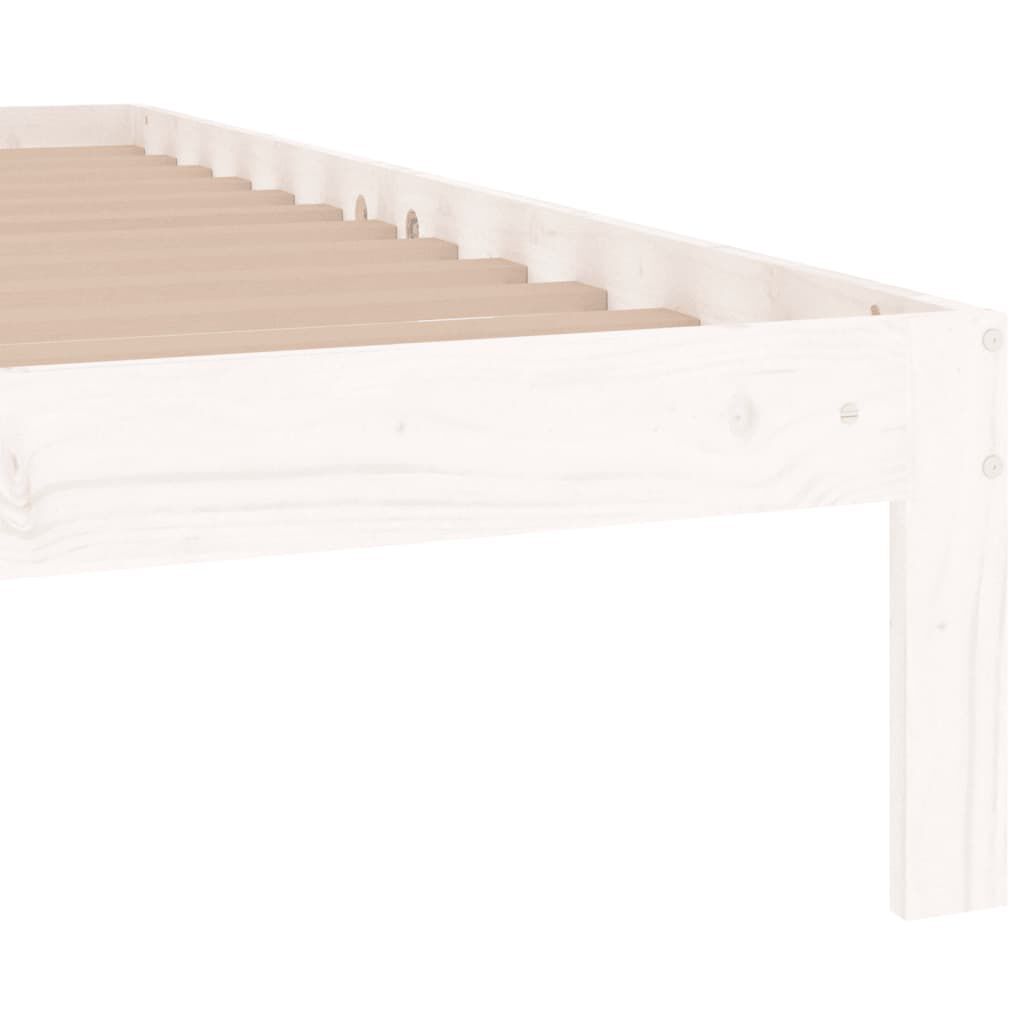 vidaXL Πλαίσιο Κρεβατιού Λευκό 75x190 εκ. Μασίφ Ξύλο Small Single