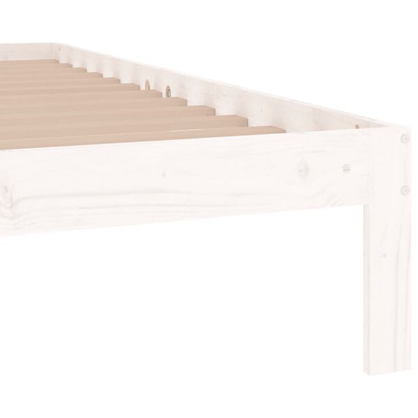 vidaXL Πλαίσιο Κρεβατιού Λευκό 75x190 εκ. Μασίφ Ξύλο Small Single