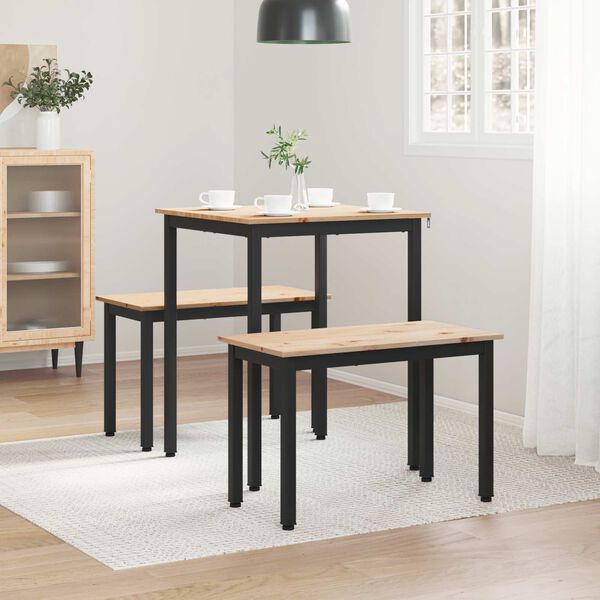 vidaXL Τραπεζαρία Φυσικό 80 x 80 x 75 cm Στερεά ξυλεία πεύκου