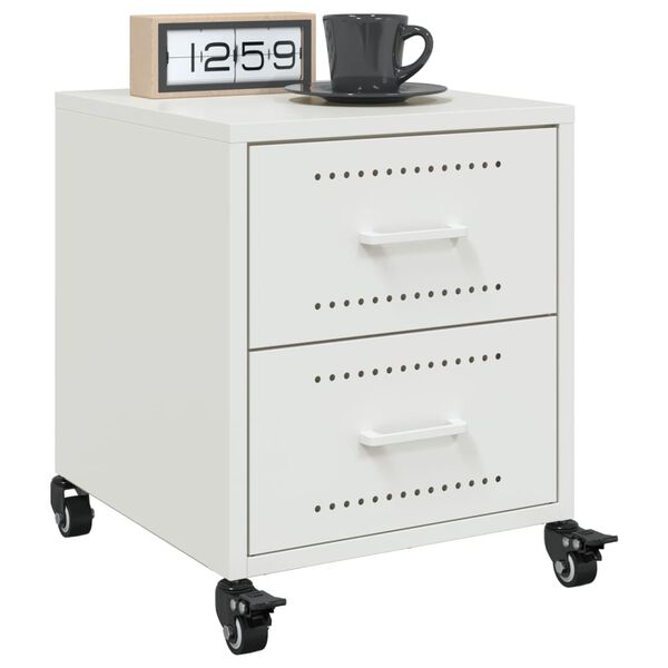 vidaXL Κομοδίνο Λευκό 36x39x43,5 εκ. από Χάλυβα