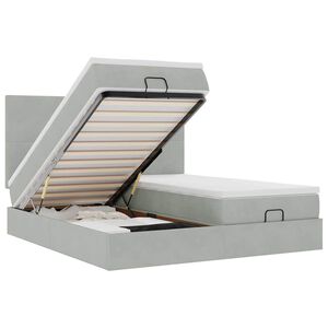 vidaXL Οθωμανικό κρεβάτι με στρώματα & LEDs Ανοιχτό γκρι Βελούδο