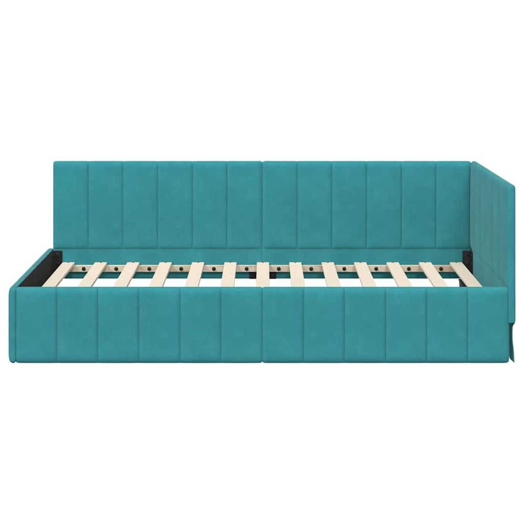 vidaXL Κρεβάτι Γωνίας με κεφαλάρι Τιρκουάζ 90 x 200 cm Βελούδο