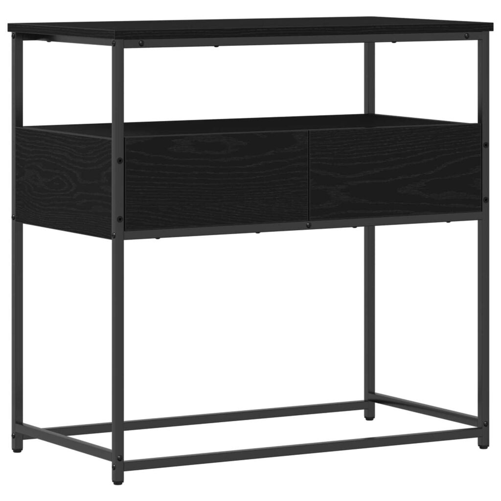 vidaXL Κονσόλα Μαύρη Δρυς 75x40x75 εκ Επεξεργασμένο Ξύλο και Ατσάλι