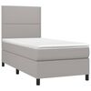 vidaXL Κρεβάτι Boxspring με Στρώμα & LED Αν.Γκρι 90x190 εκ. Υφασμάτινο