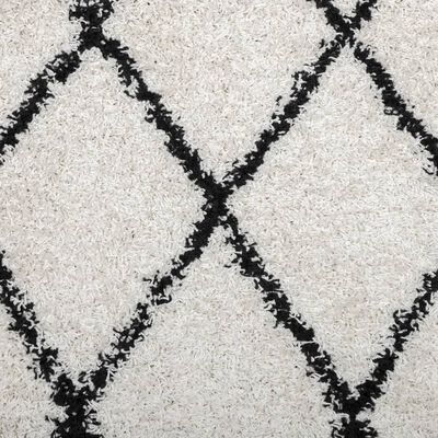 vidaXL Χαλί Shaggy με Ψηλό Πέλος Μοντέρνο Κρεμ και Μαύρο 60 x 110 εκ.