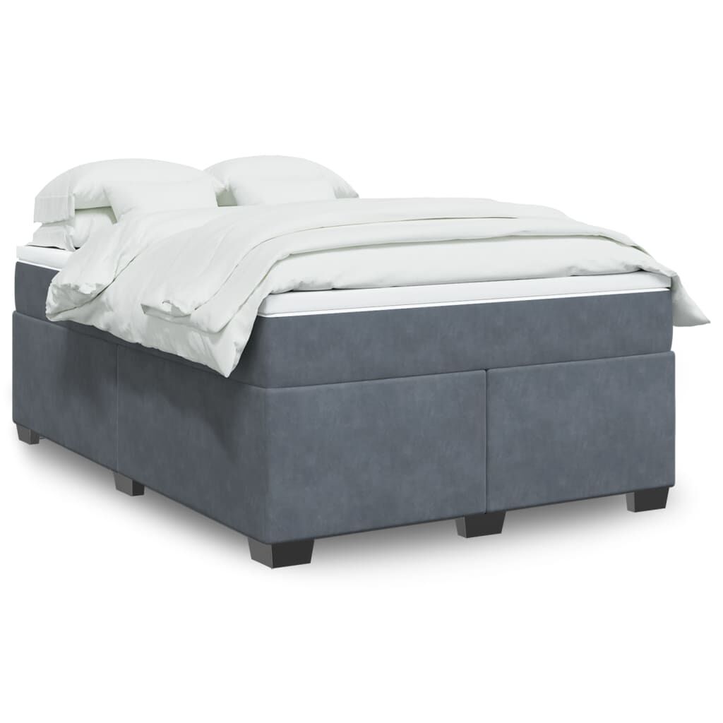 vidaXL Κρεβάτι Boxspring με Στρώμα Σκούρο Γκρι 160x200 εκ. Βελούδινο