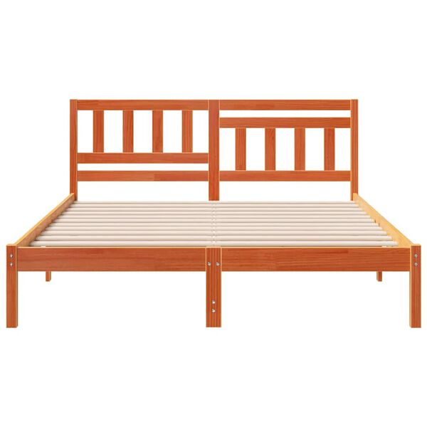vidaXL Σκελετός Κρεβατιού Καφέ κεριού 140 x 200 cm Μασίφ ξύλο πεύκου