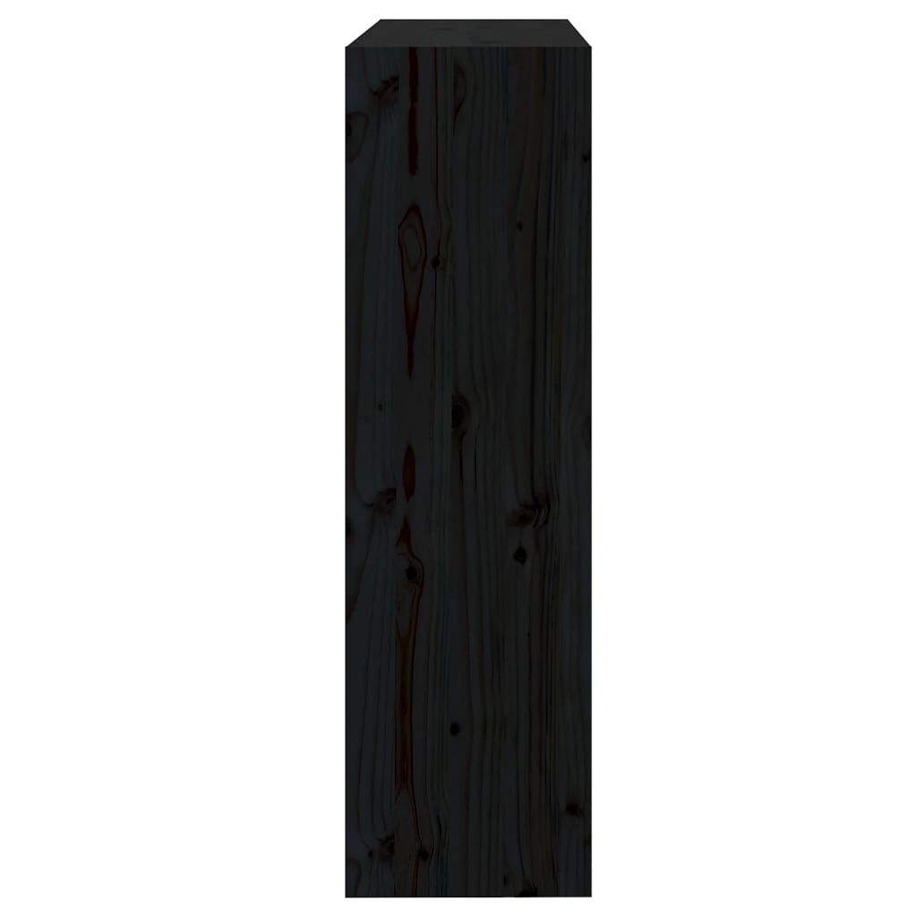 vidaXL Βιβλιοθήκη/Διαχωριστικό Χώρου Μαύρη 80x30x103,5 εκ. Μασίφ Πεύκο