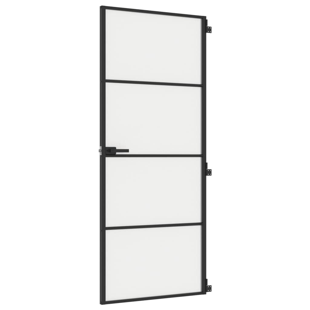 vidaXL Εσωτερική Πόρτα Μαύρη 83 x 201,5 εκ. Ψημένο Γυαλί & Αλουμίνιο
