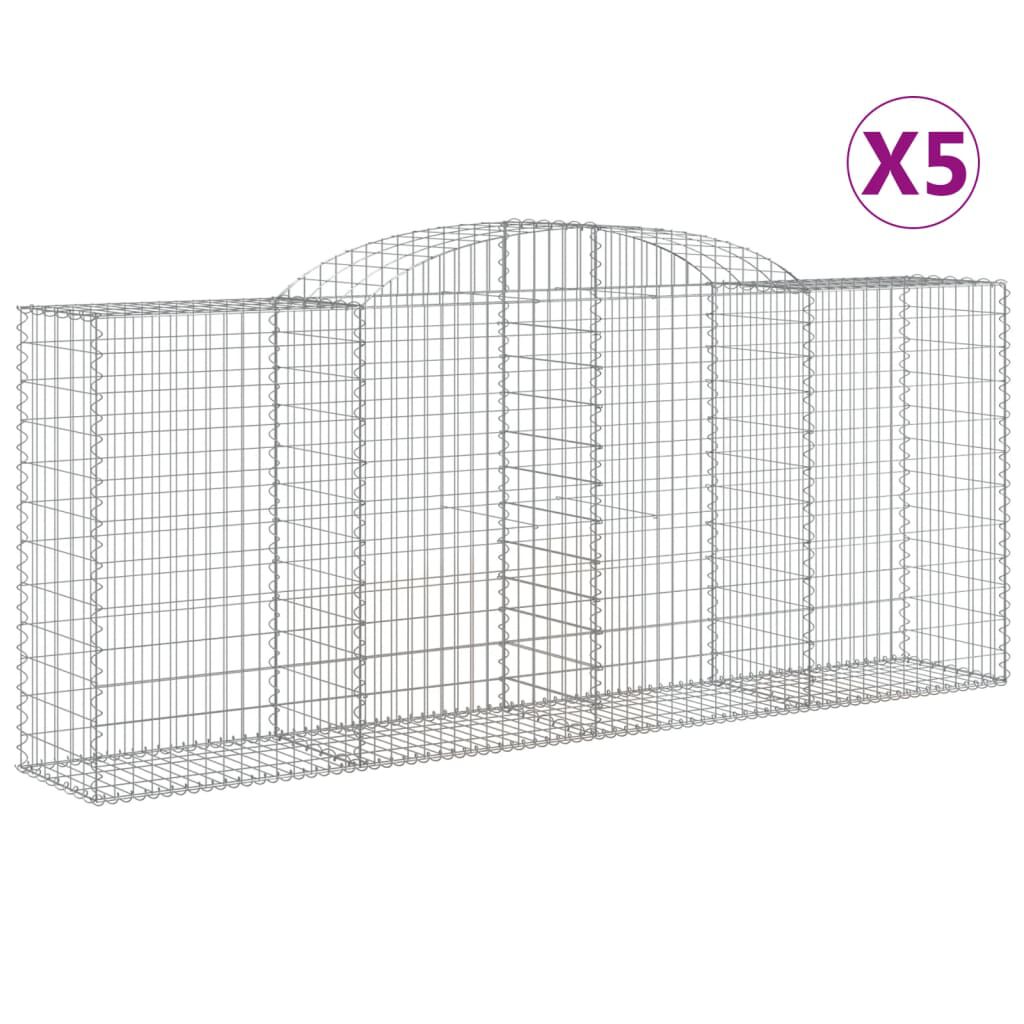 vidaXL Συρματοκιβώτια Τοξωτά 5 τεμ. 300x50x120/140 εκ. Γαλβαν. Ατσάλι