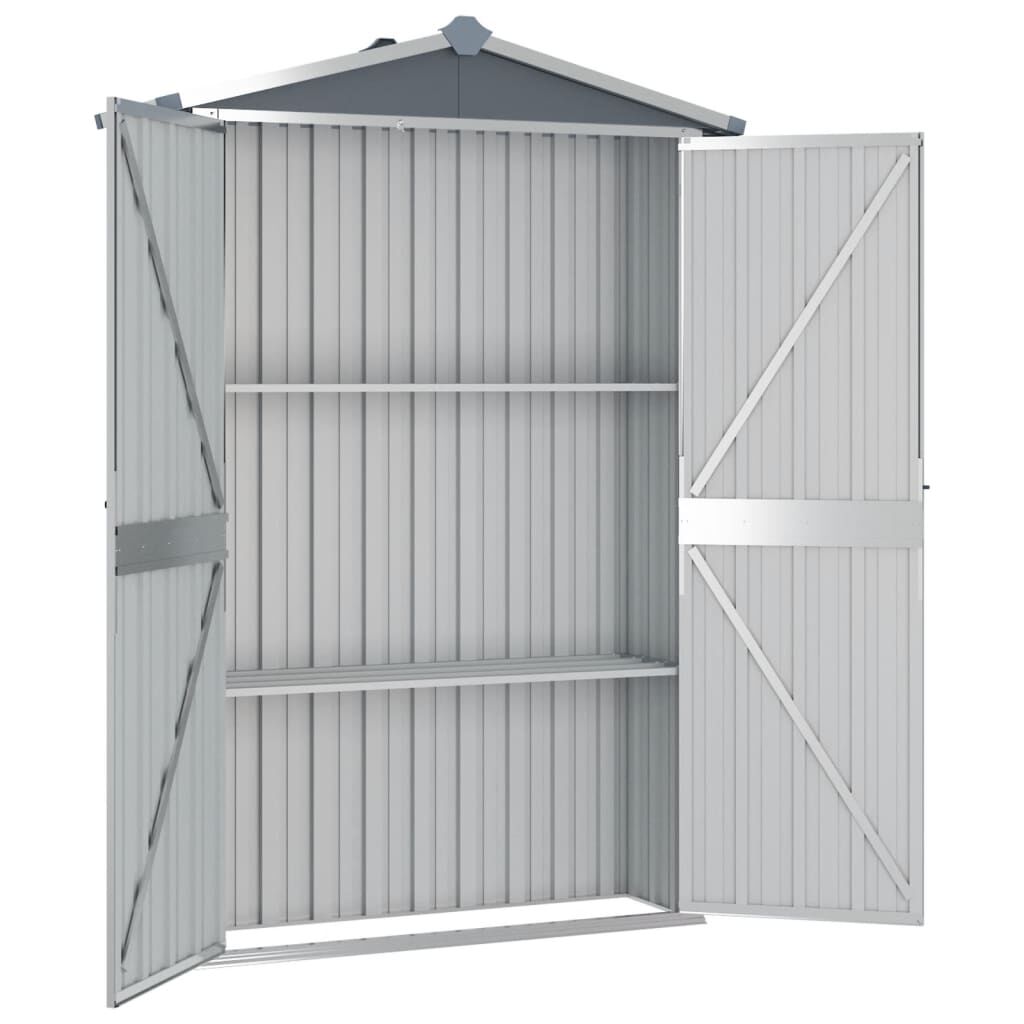 vidaXL Αποθήκη Κήπου Γκρι 116x45x175 εκ. από Γαλβανισμένο Ατσάλι