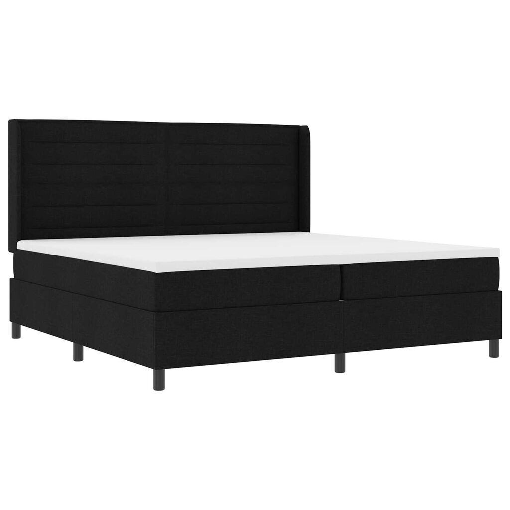 vidaXL Κρεβάτι Box Spring με Στρώμα & LED Μαύρο 200x200 εκ Ύφασμα