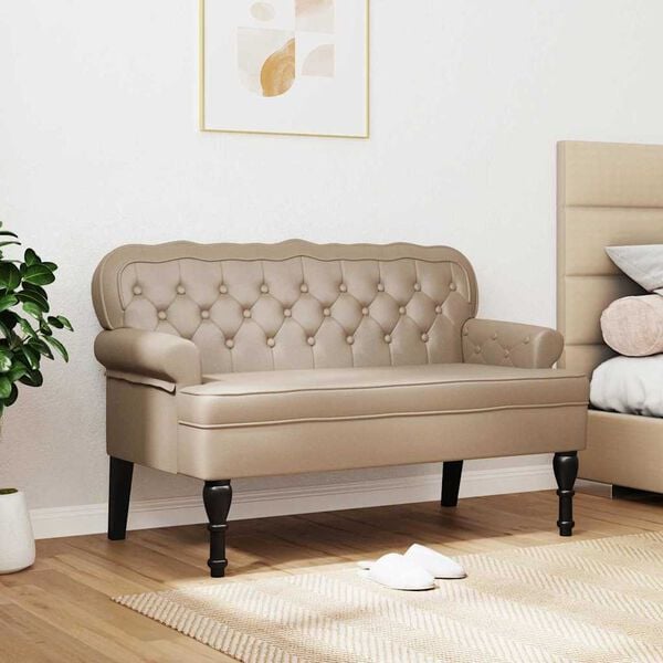 vidaXL Καναπές Chesterfield Καπουτσίνο 119.5 x 64.5 x 75 εκ.