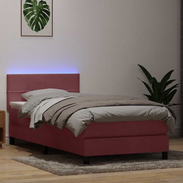 vidaXL &Kappa;&rho;&epsilon;&beta;ά&tau;&iota; Boxspring &mu;&epsilon; &Sigma;&tau;&rho;ώ&mu;&alpha; & LED &Rho;&omicron;&zeta; 100x210 &epsilon;&kappa;. &Beta;&epsilon;&lambda;&omicron;ύ&delta;&iota;&nu;&omicron;