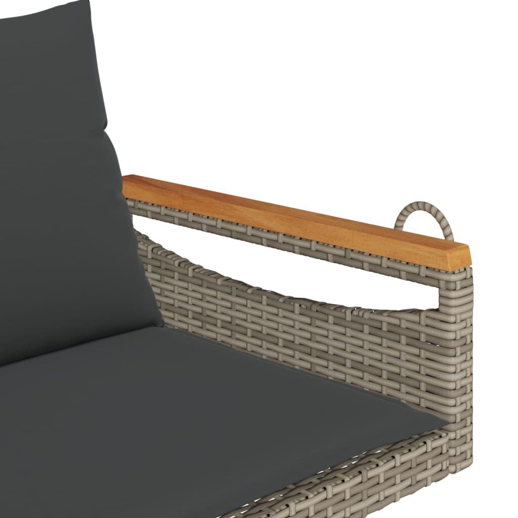 vidaXL Παγκάκι Κουνιστό Γκρι 109x62x40εκ. Συνθετικό Ρατάν με Μαξιλάρια