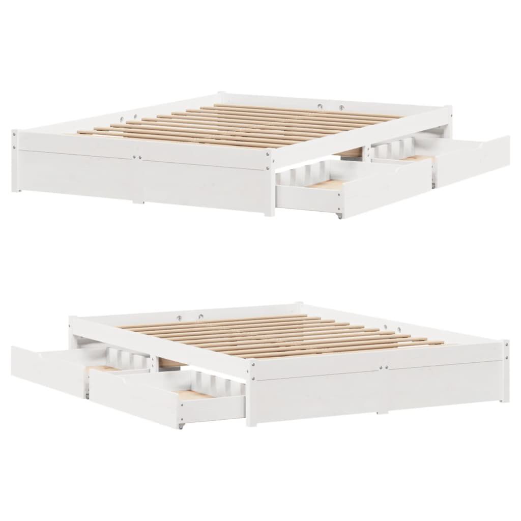 vidaXL Σκελετός Κρεβ. Χωρίς Στρώμα Λευκό 160x200 εκ Μασίφ Πεύκο